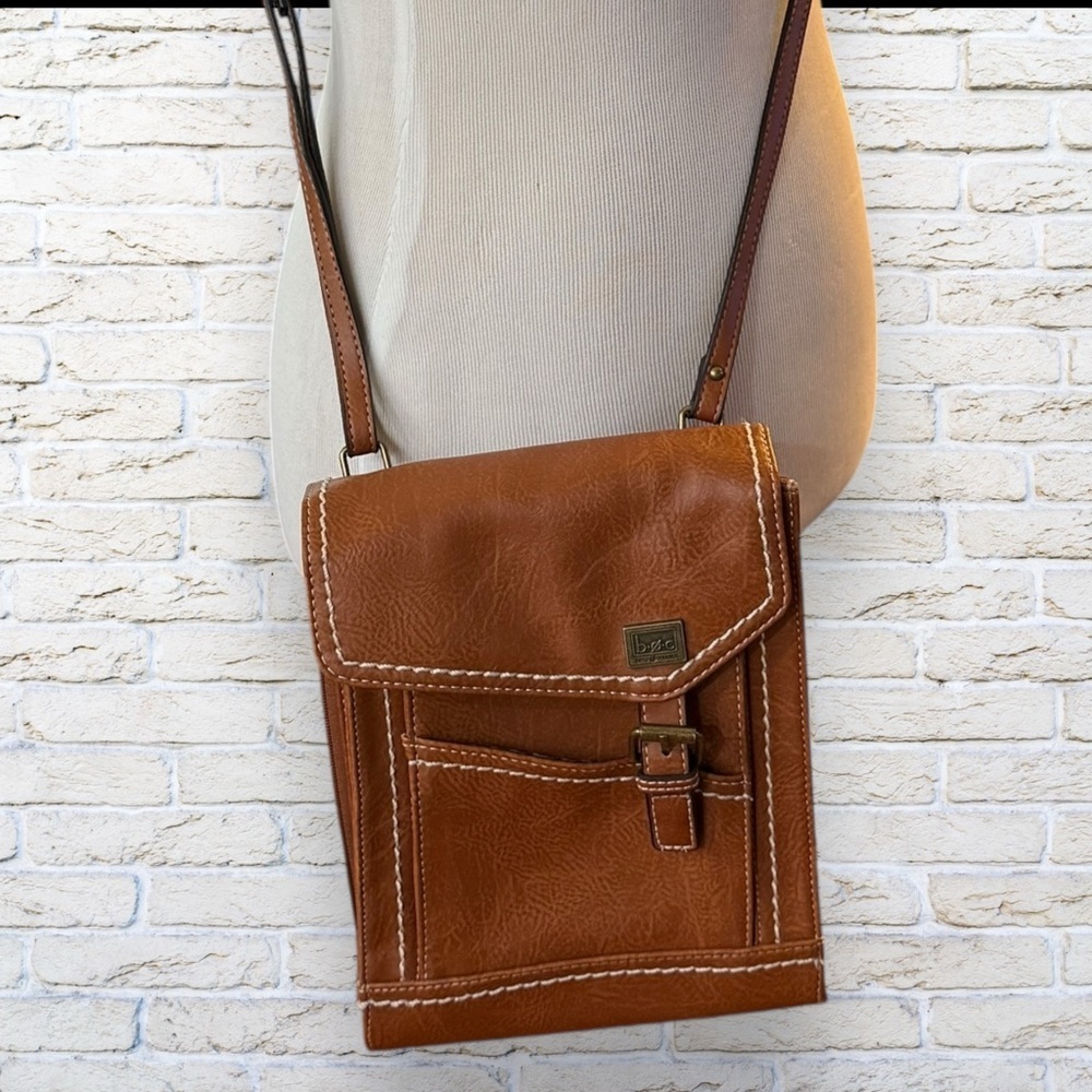 Boc Brown Faux Leather Crossbody Bag